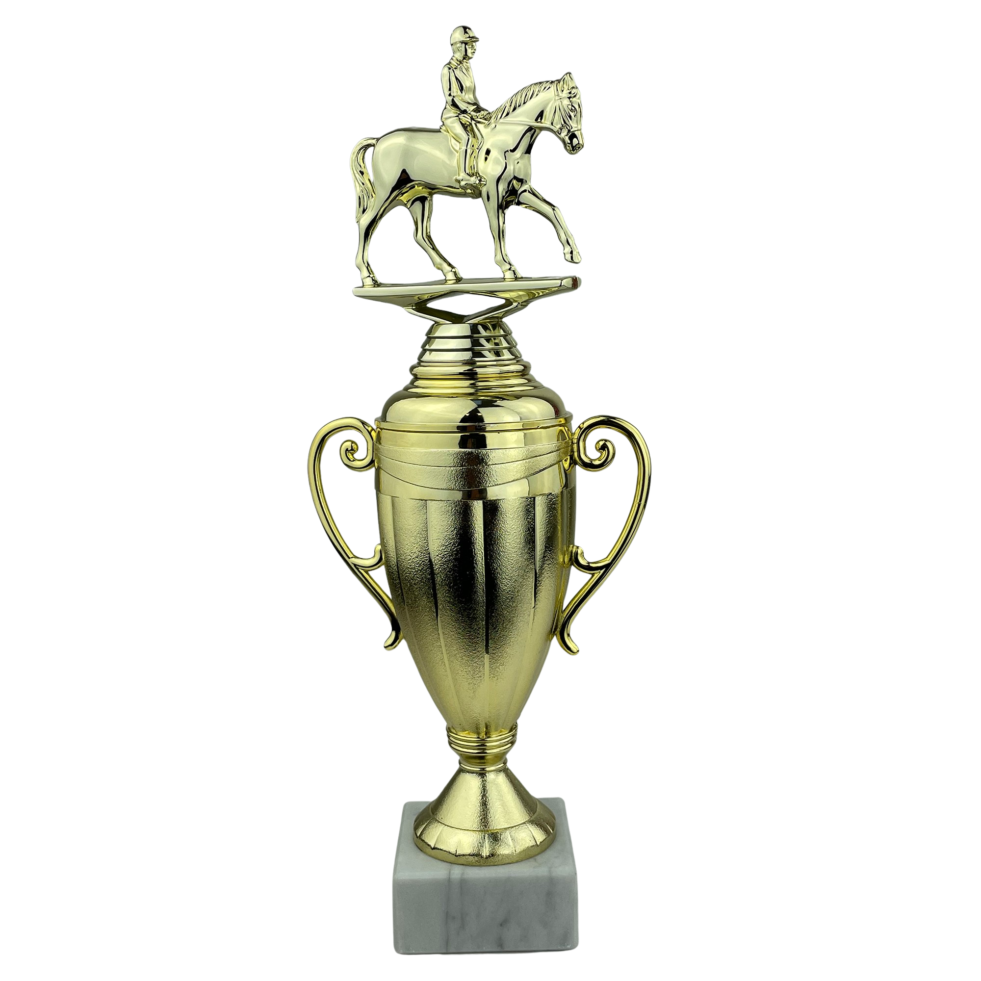 Hest med rytter - Statuette Guld - 32 cm