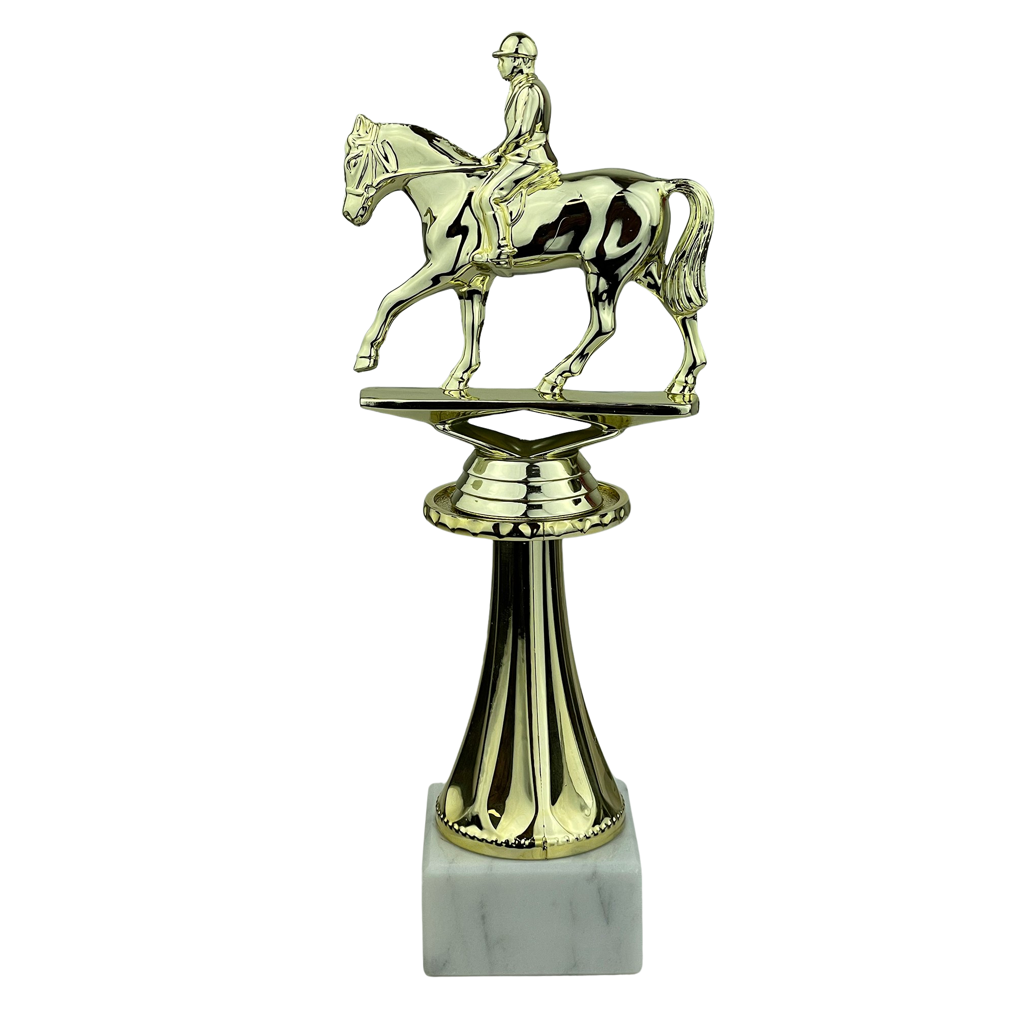 Hest med rytter - Statuette Guld - 22 cm