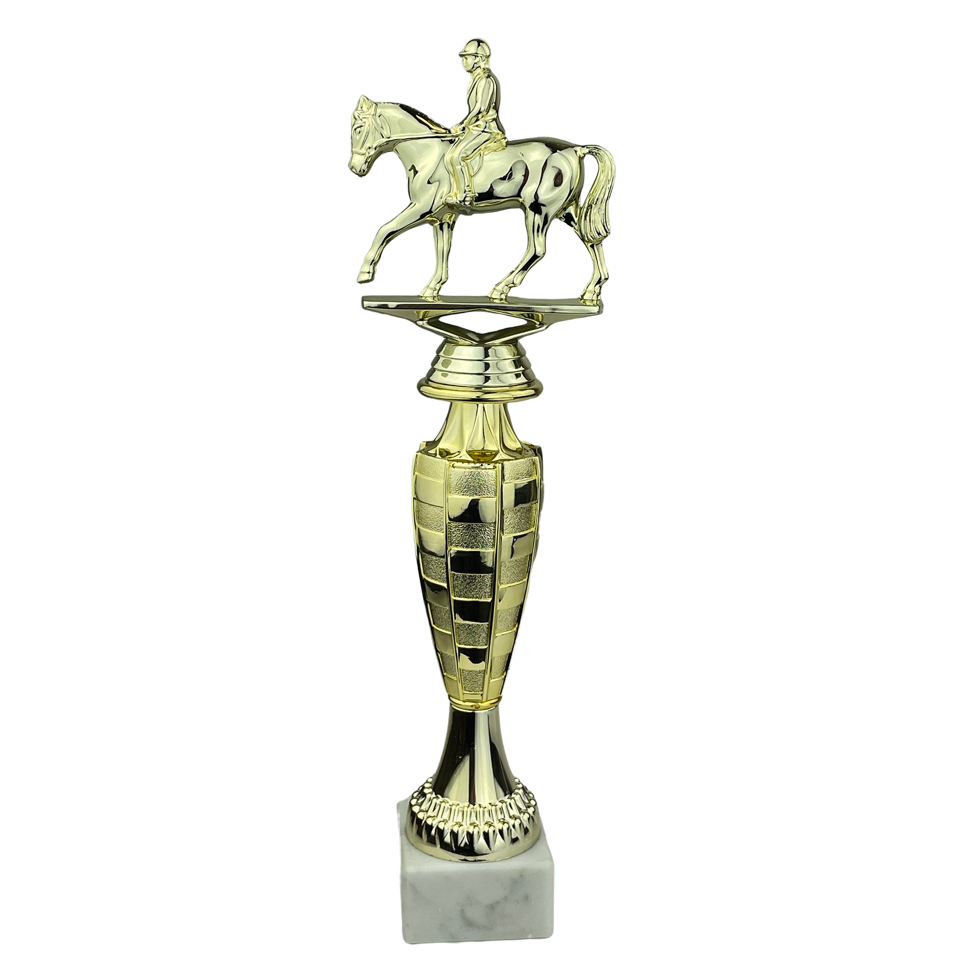 Hest med rytter - Statuette Guld - 31 cm