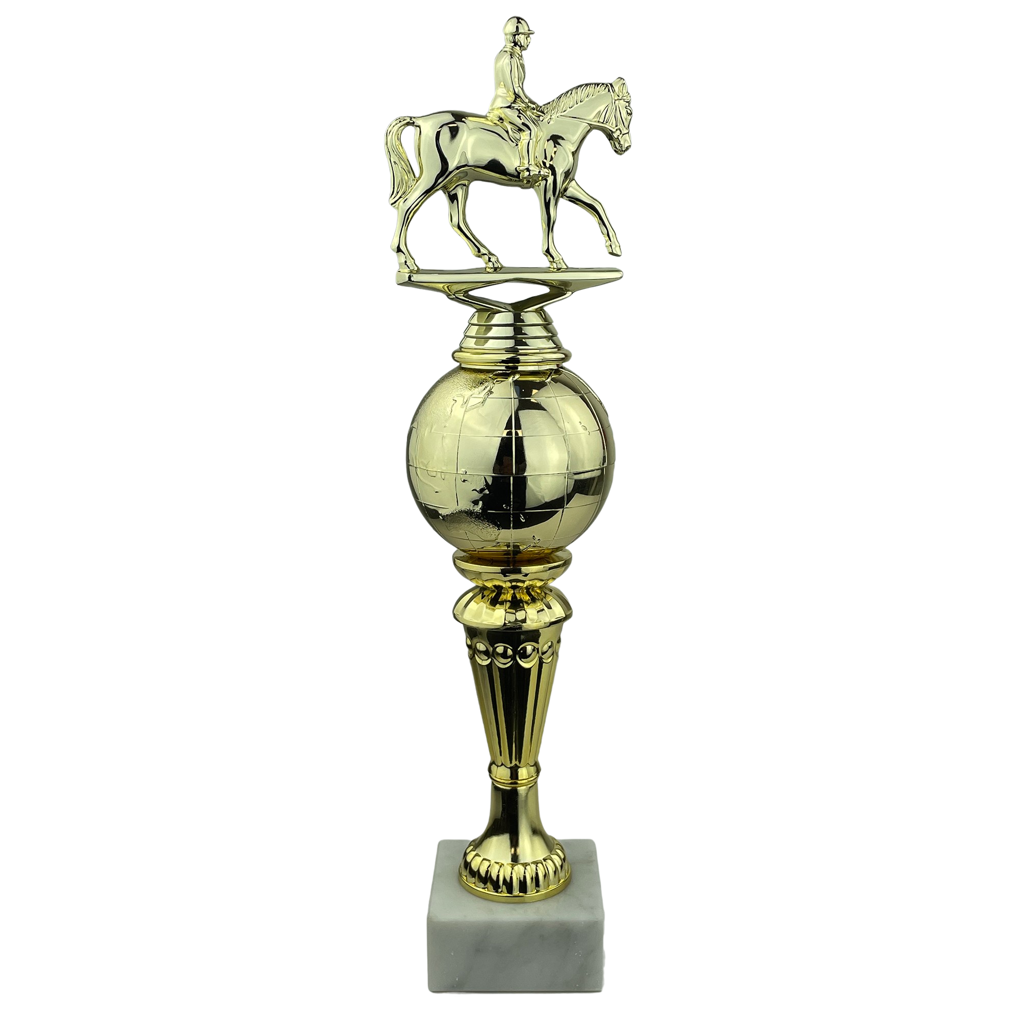 Hest med rytter - Statuette Guld - 34,5 cm