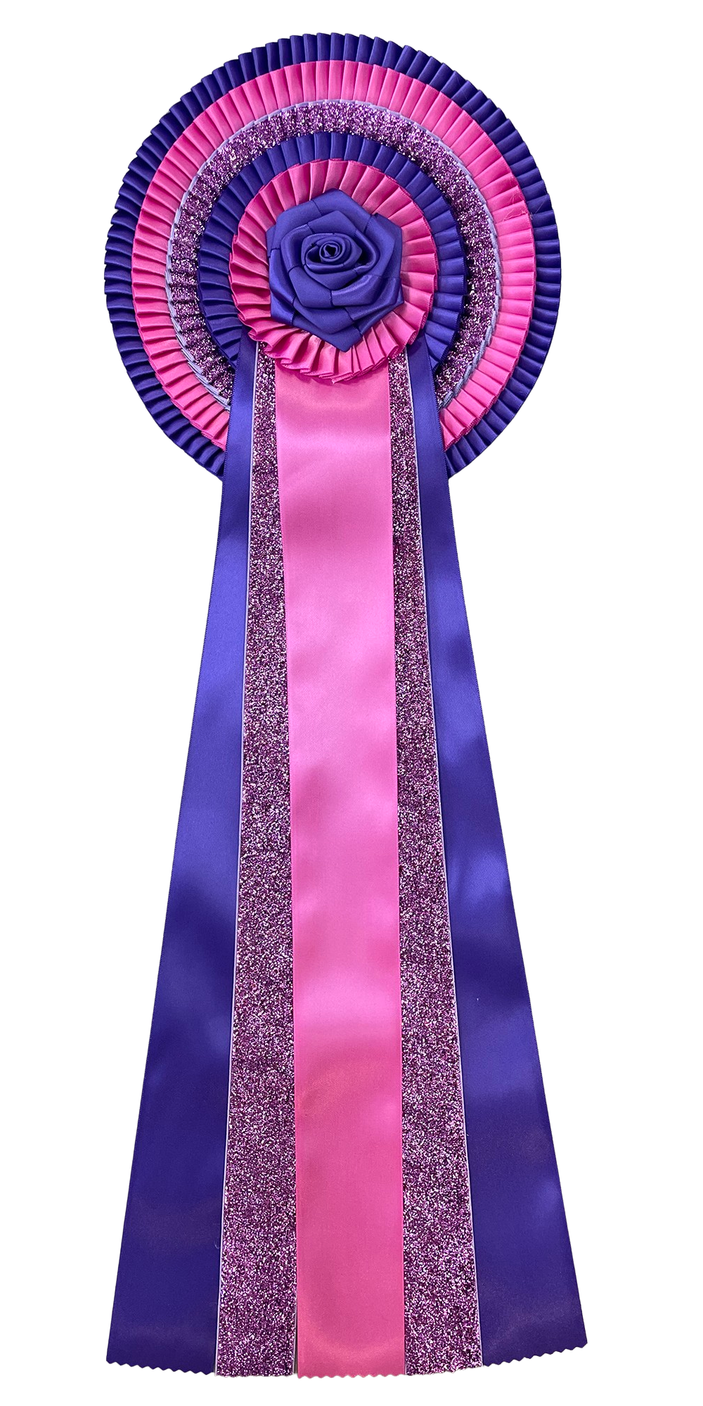 5-rings Rosette FLA11RP Regal Purple med glimmerbånd