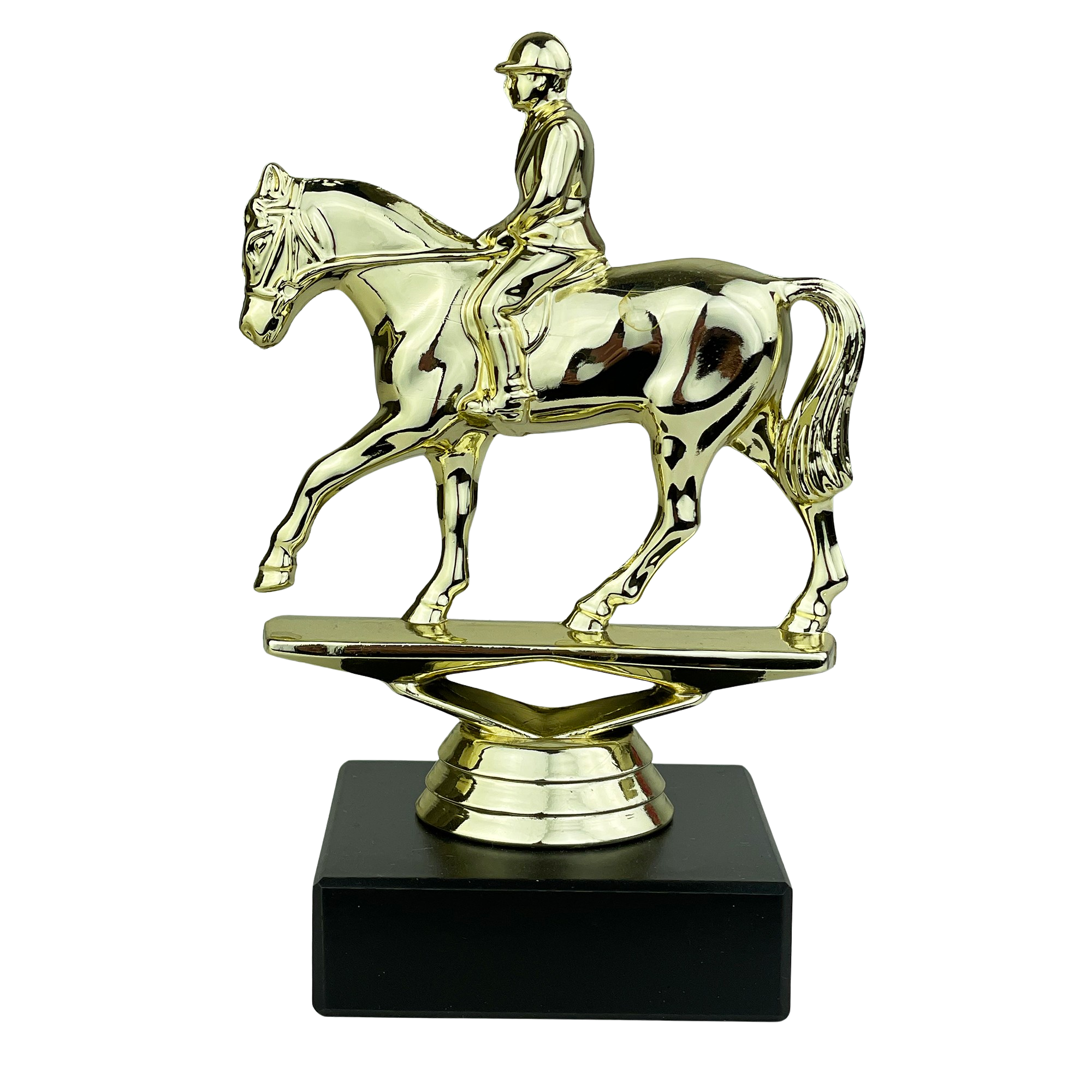 Hest med rytter - Statuette Guld - 13,5 cm