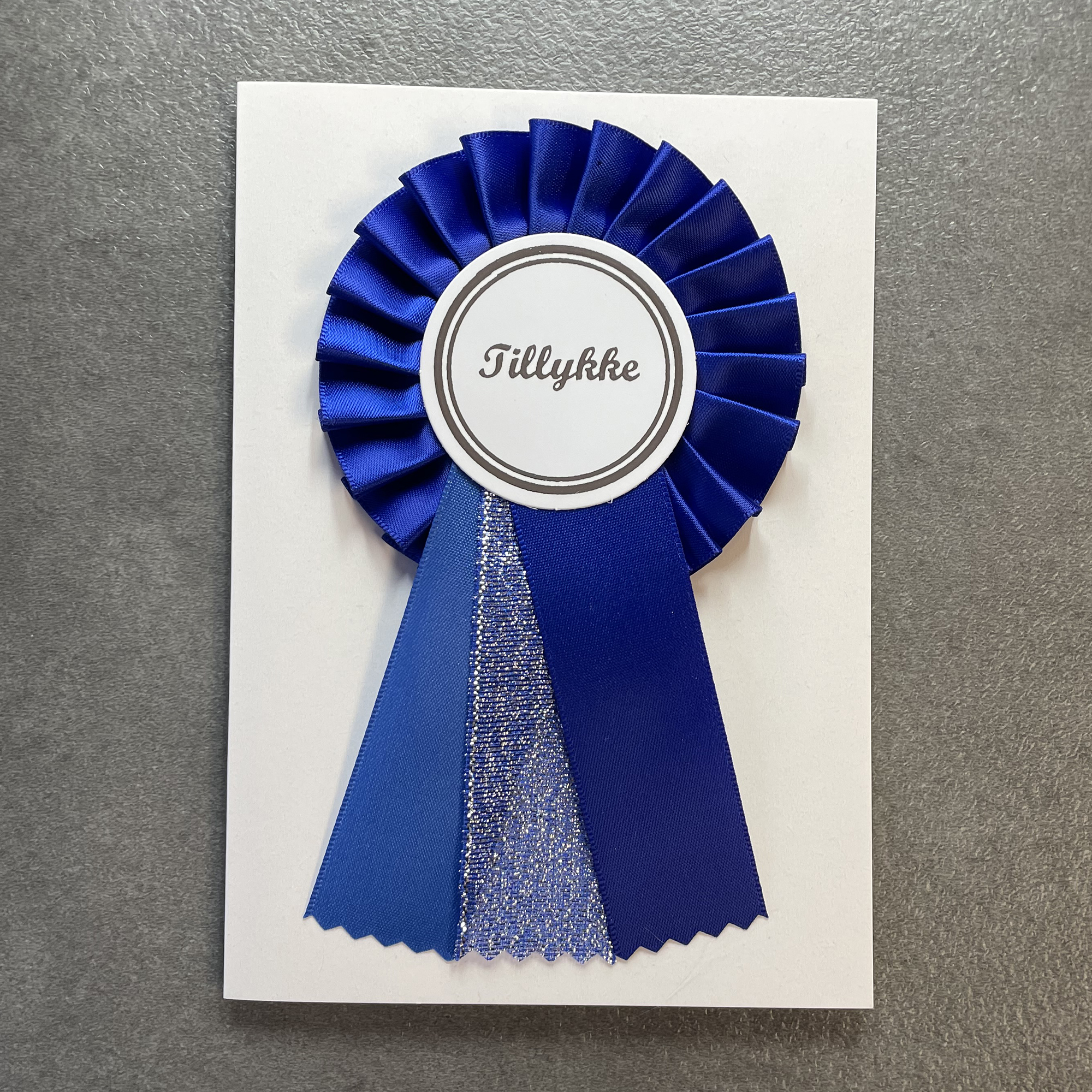 Kort m. rosette - Tillykke - Cobalt