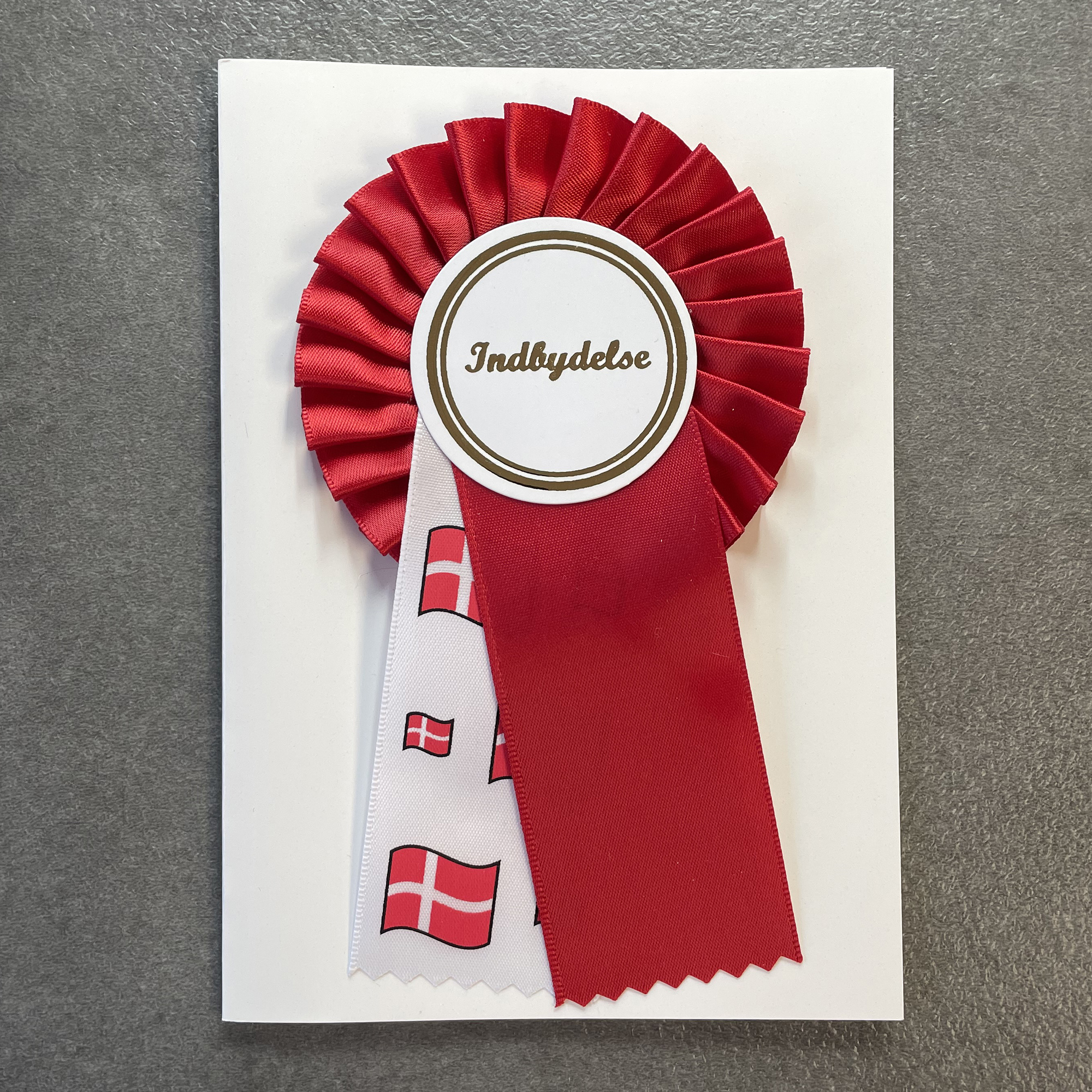 Kort med rosette - Indbydelse - Rød flag