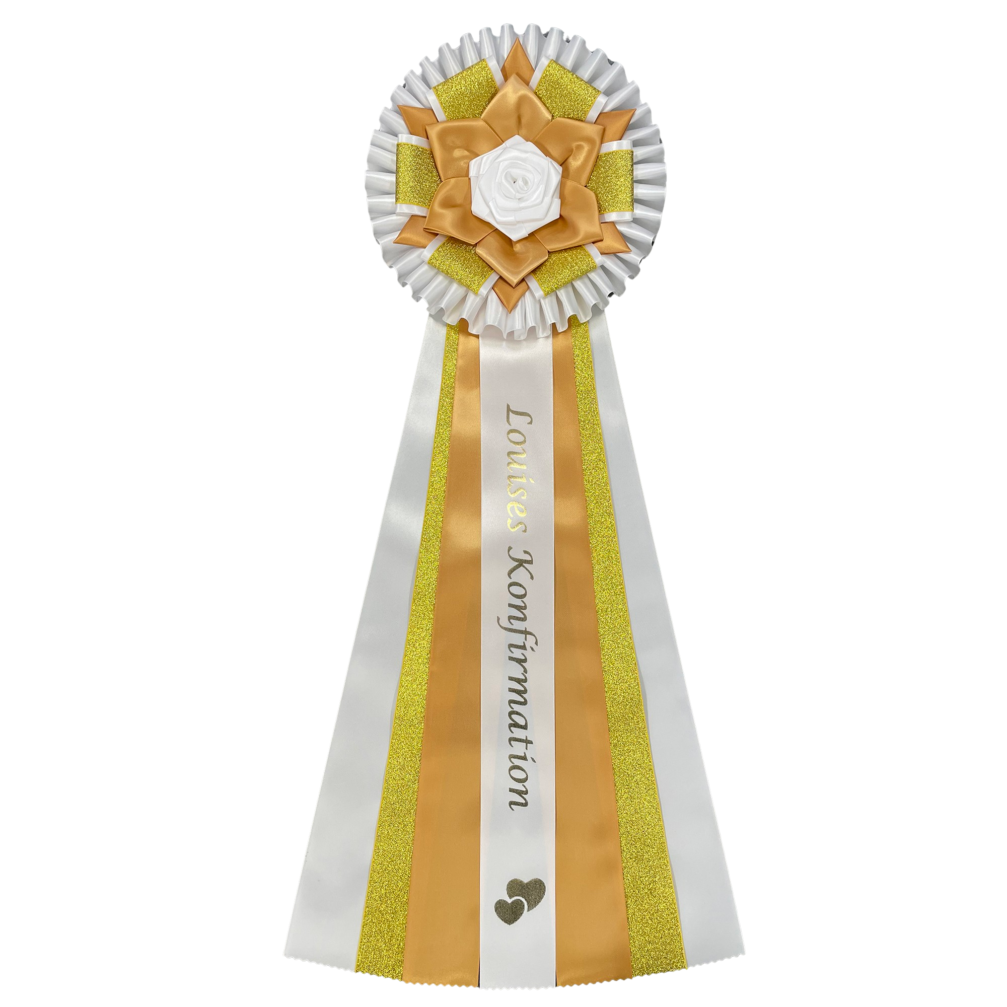 Konfirmations rosette - Hvid/Guld